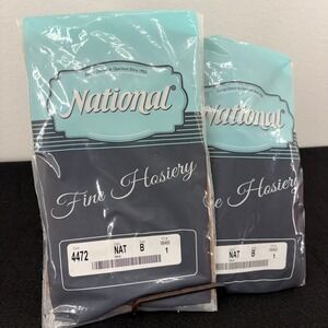 Lot 2 VTG NEW National Fine Hosiery‎ S 4472 Natural B Compression Pantyhose USA